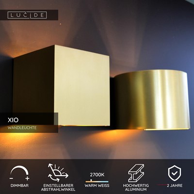 Lucide XIO - Wandleuchte - LED Dim. - G9 - 1x4W 2700K - Einstellbarer Abstrahlwinkel - Mattes Gold / Messing